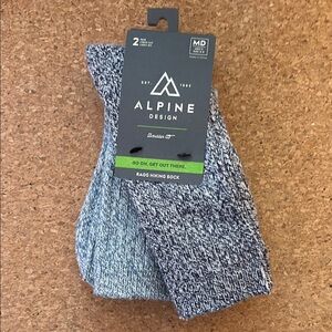 Alpine Design Ragg Hiking Socks Mens MD Blue NEW 2 Pair Crew Cut AD23-MSTR-15660